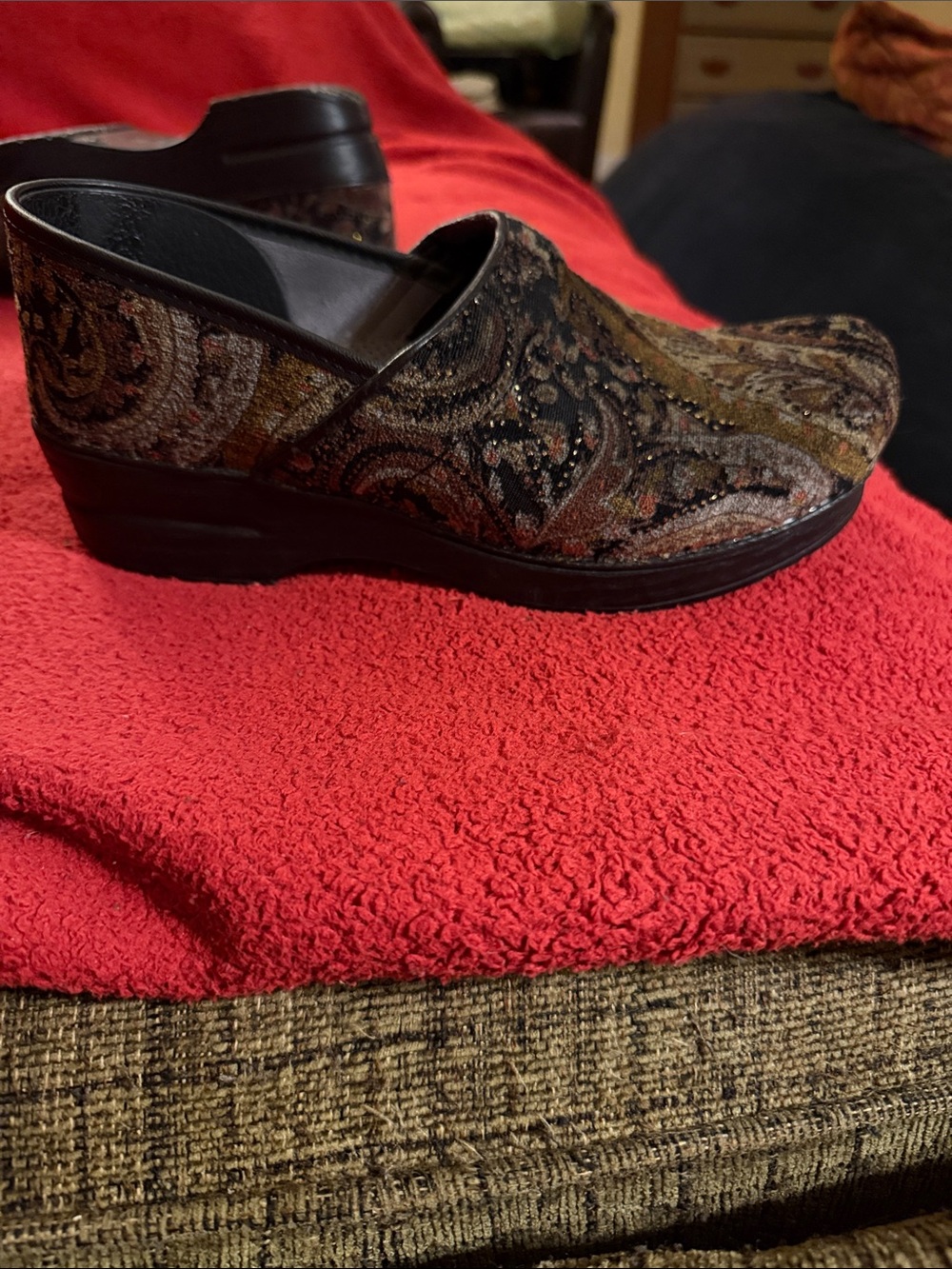 Dansko Paisley Patterned Clog in Black and Brown